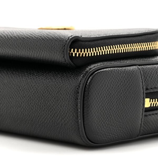 Grained Calfskin Caro Double Pouch Black