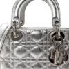 Metallic Grained Calfskin Cannage Small Lucky Badges My Lady Dior Silver