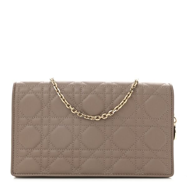 Lambskin Cannage Lady Dior Pouch Warm Taupe