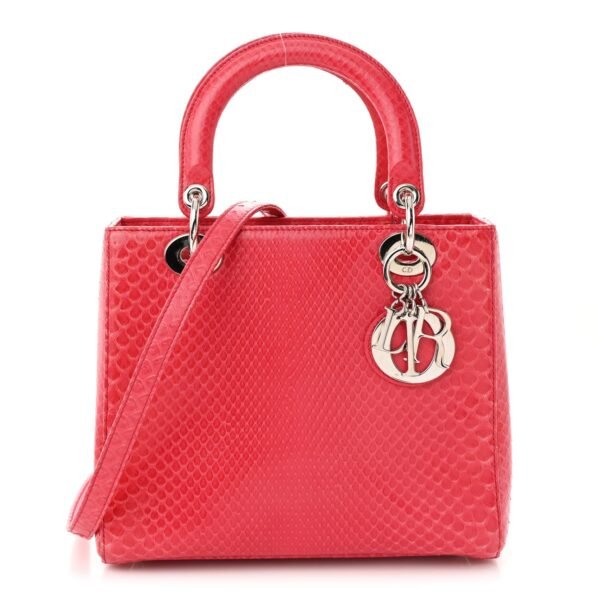 Snakeskin Medium Lady Dior Pink