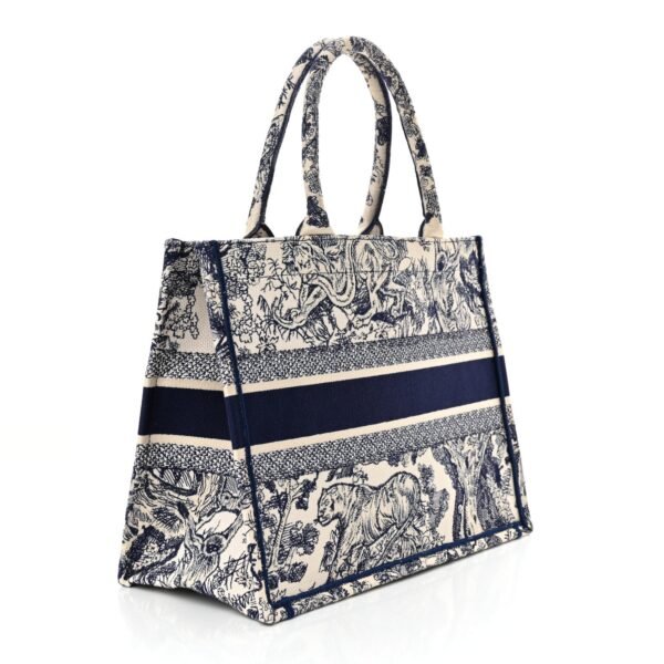 Canvas Embroidered Medium Dioriviera Toile De Jouy Book Tote Blue