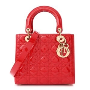 Patent Cannage Medium Lady Dior Red