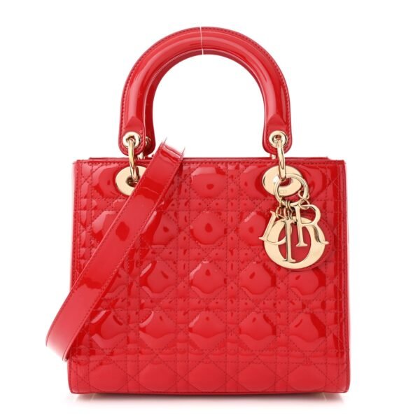 5c9409066ab8f79dc0bc90b3cc222ba4.jpg Patent Cannage Medium Lady Dior Red