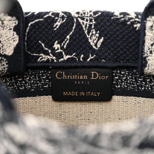 Canvas Embroidered Toile De Jouy Reverse Mini Book Tote With Strap Blue Multicolor