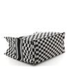 Canvas Embroidered Checkered Book Tote Black White