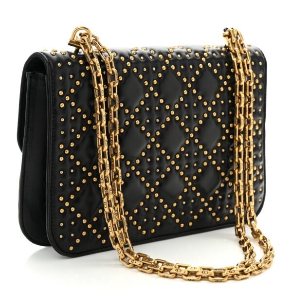 Lambskin Cannage Studded Large Dioraddict Flap Bag Black