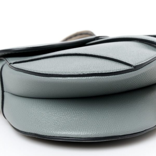 Grained Calfskin Saddle Bag With Strap Stone Grey