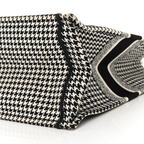 678c8a2a7fb5134af5761303b1176c25.jpg Canvas Houndstooth Embroidered Large Book Tote Black White