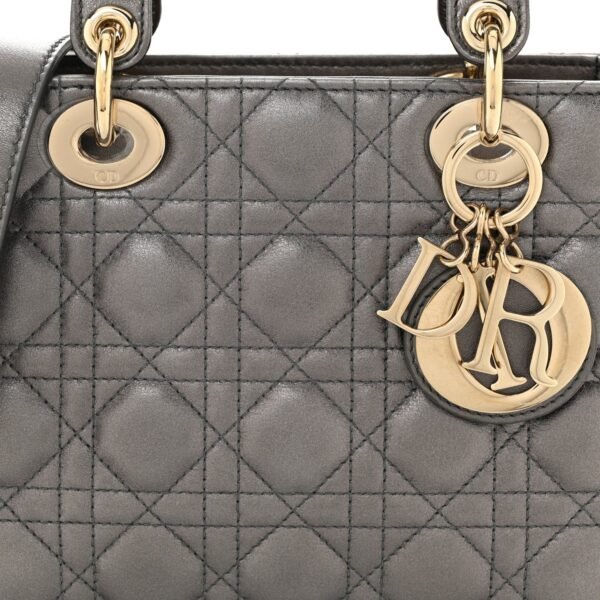 67ae65a447d4b2d23d69b5ee0be67c59.jpg Lambskin Cannage Small My ABCDior Lady Dior Metallic Grey