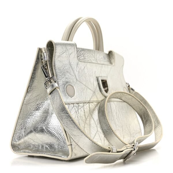Metallic Calfskin Medium Diorever Flap Silver