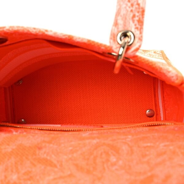 68d8659cb3fc5bad49c0990a85366ef2.jpg Canvas Toile De Jouy Reverse Embroidered Medium Lady D-Lite Fluorescent Orange