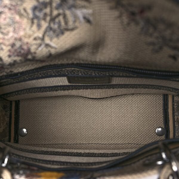 Canvas Embroidered Jardin D'Hiver Medium Lady D-Lite Beige Multicolor