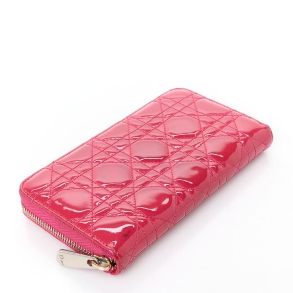 Patent Cannage Lady Dior Continental Wallet Pink