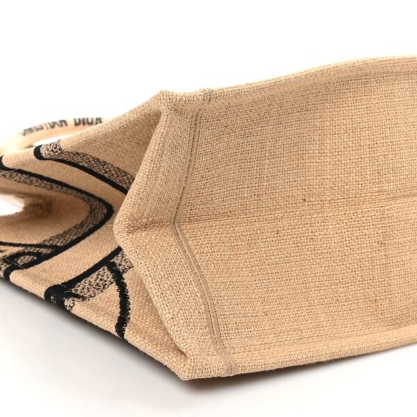 6c410658bb7a94b0af2e5100c21cc217.jpg Canvas Jute Embroidered Medium Book Tote Black Beige