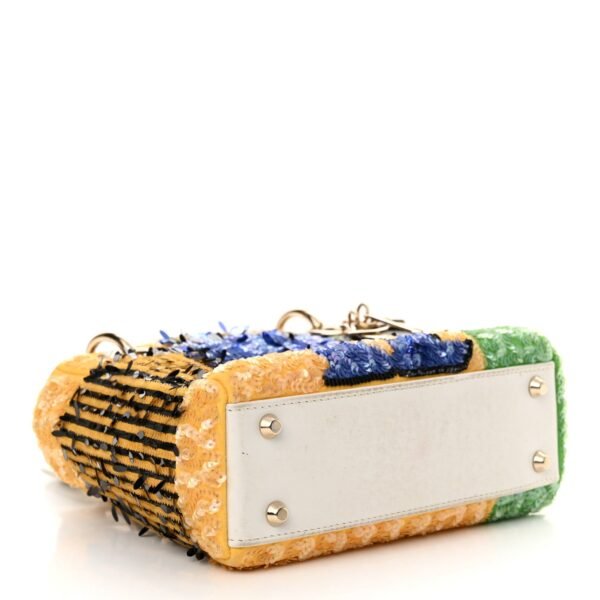 Canvas Sequin Flower Pop Mini Lady Dior Yellow Multicolor