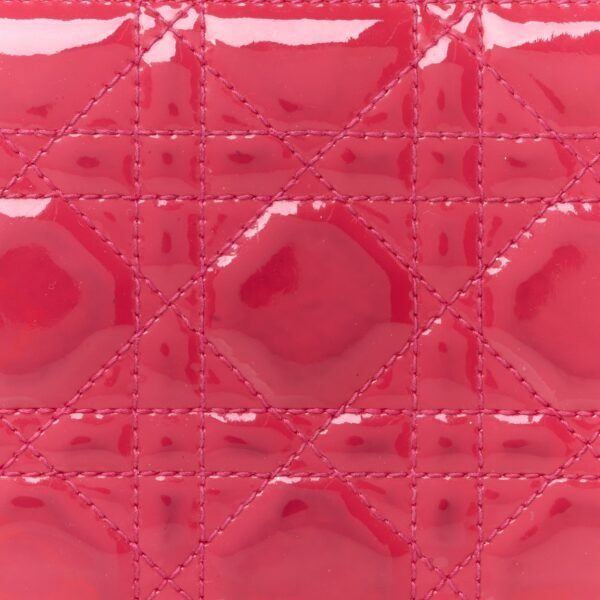 Patent Cannage Lady Dior Continental Wallet Pink