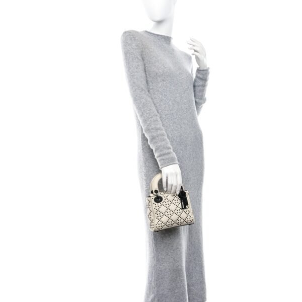 Ultra Matte Calfskin Studded Mini Supple Lady Dior White Black