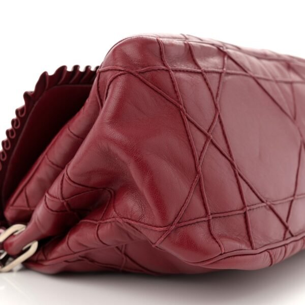 Lambskin Cannage Ruffle New Lock Flap Red