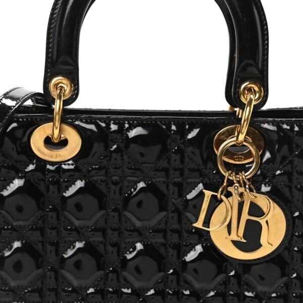 Patent Cannage Medium Lady Dior Black