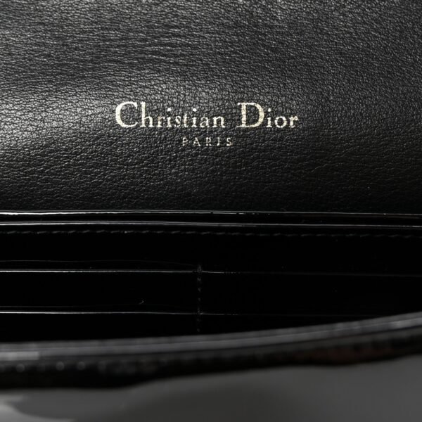 Patent Cannage Lady Dior Chain Wallet Black