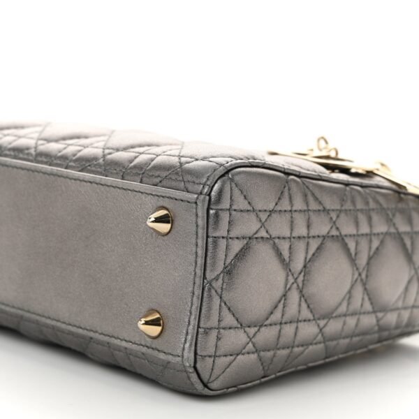 774ca210b4d25f2b718b119a3bf13af5.jpg Lambskin Cannage Small My ABCDior Lady Dior Metallic Grey