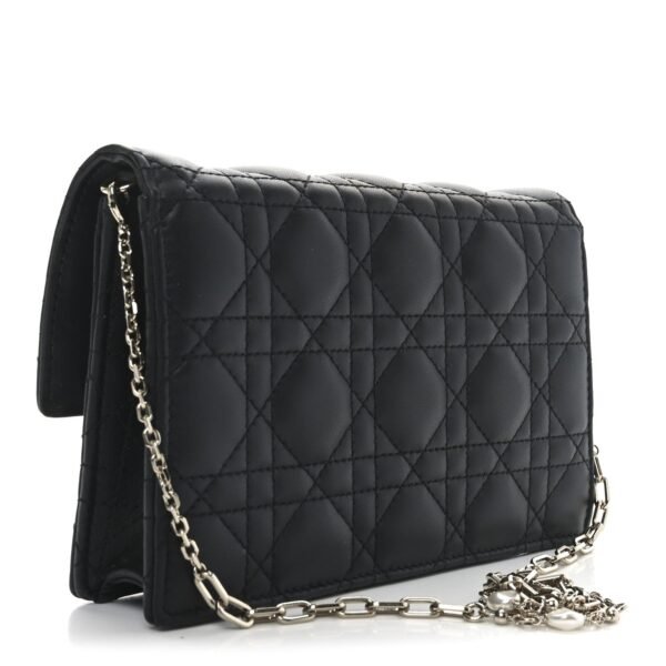 Lambskin Cannage Miss Dior Chain Pouch Black