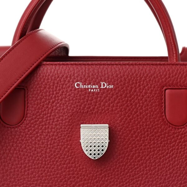 Grained Calfskin Large Diorever Flap Red