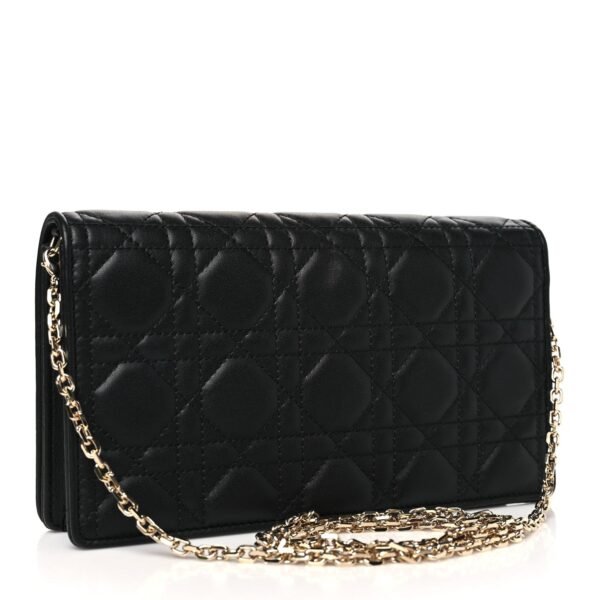 Lambskin Cannage Lady Dior Pouch Black