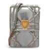 Metallic Calfskin Studded Vertical Diorama Silver