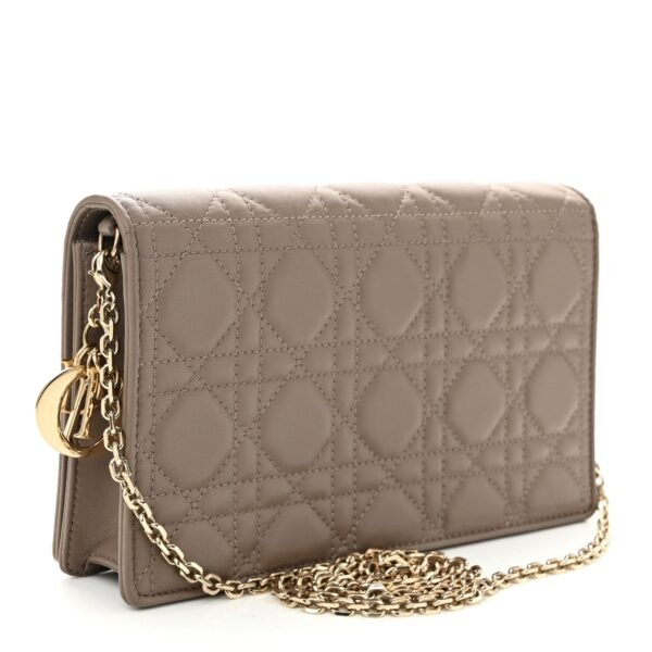 Lambskin Cannage Lady Dior Pouch Warm Taupe