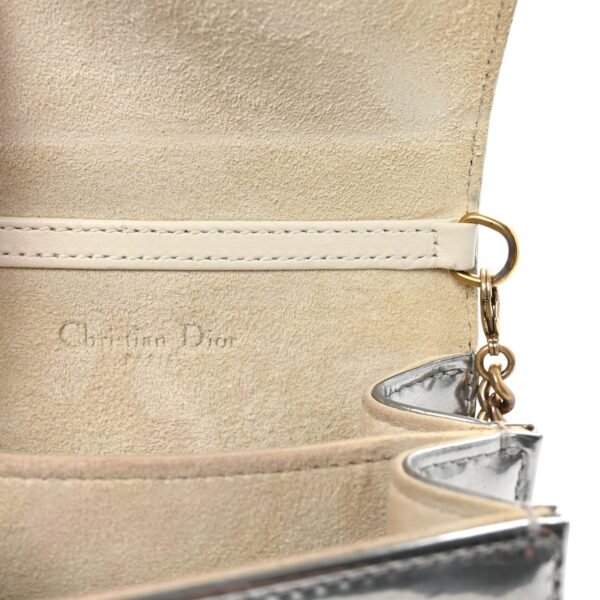 Metallic Calfskin Studded Vertical Diorama Silver