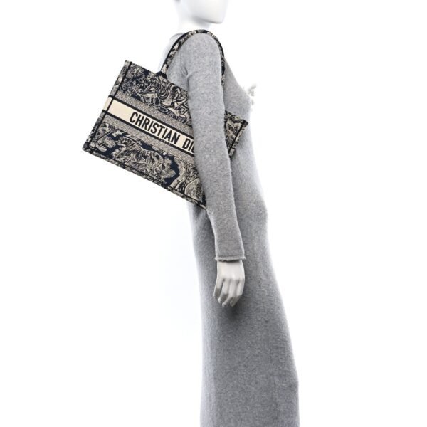 861565aa21d5838513f8d6f5362b9566.jpg Canvas Embroidered Medium Toile De Jouy Reverse Book Tote Blue