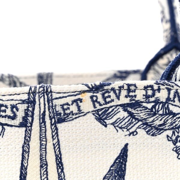 Canvas Embroidered Medium Reve d'Infini Book Tote Blue