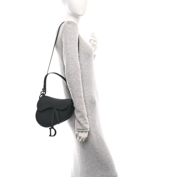 Ultra Matte Calfskin Saddle Bag With Strap Black