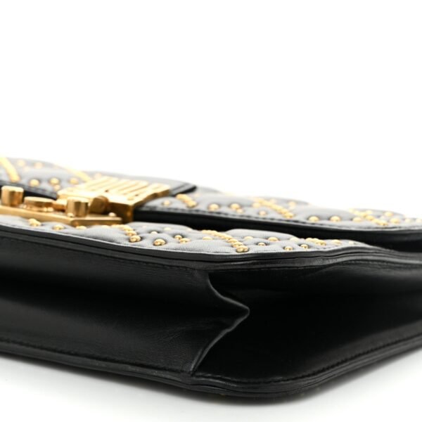 Lambskin Cannage Studded Large Dioraddict Flap Bag Black