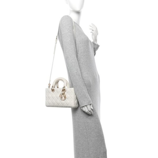 Calfskin Cannage Lady D-Joy White