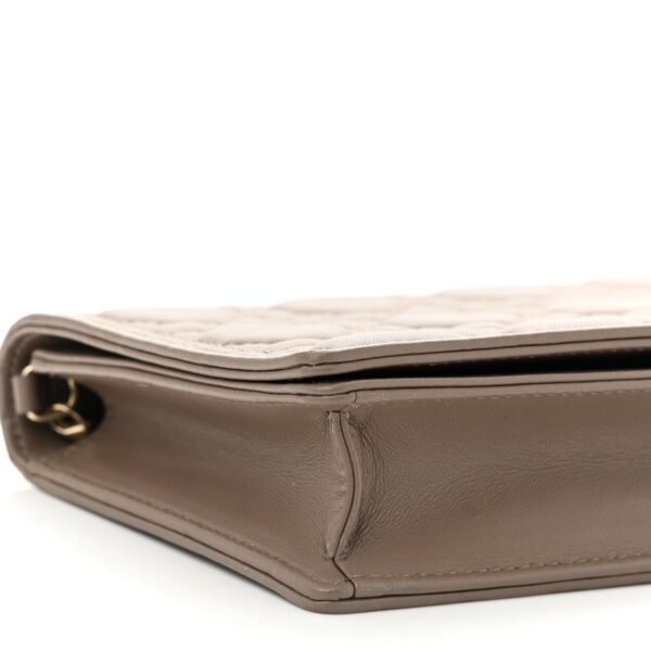 Lambskin Cannage Lady Dior Pouch Warm Taupe