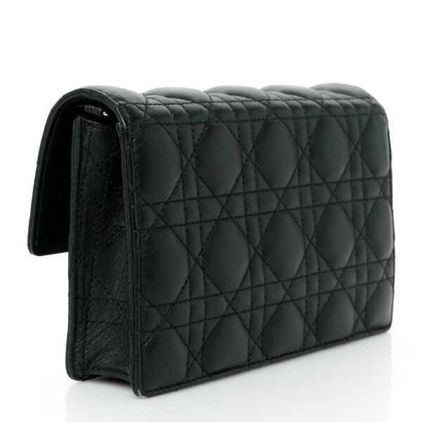 Lambskin Cannage Lady Dior Chain Pouch Black