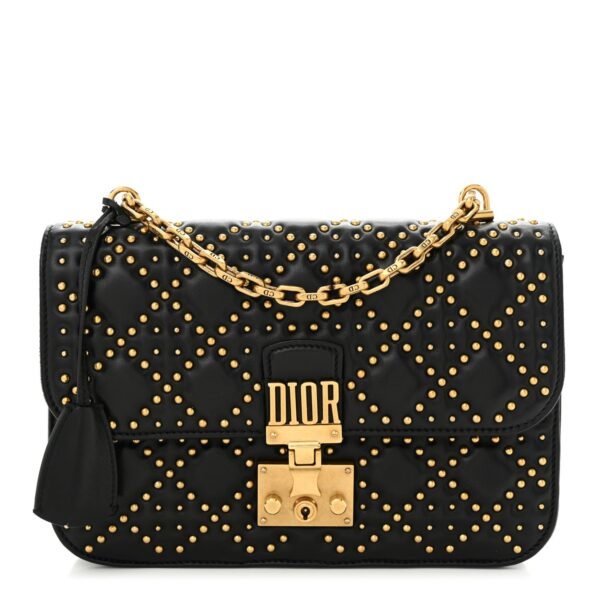 Lambskin Cannage Studded Large Dioraddict Flap Bag Black