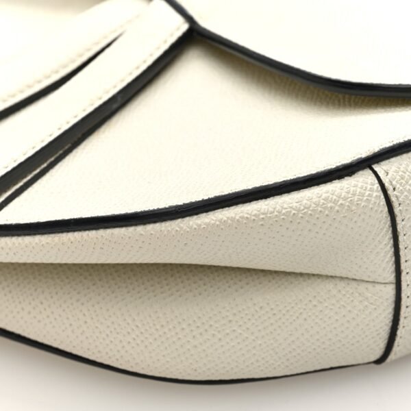 Grained Calfskin Saddle Bag White