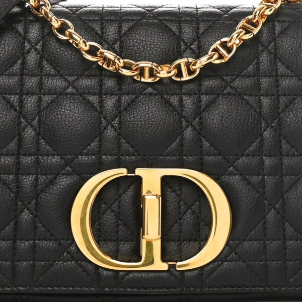 Calfskin Cannage Medium Caro Bag Black