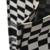 Canvas Embroidered Checkered Book Tote Black White