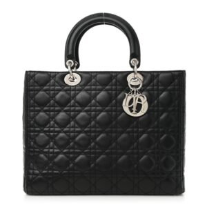9a12273c03633a0afb92889d6386ad25.jpg Lambskin Cannage Large Lady Dior Black