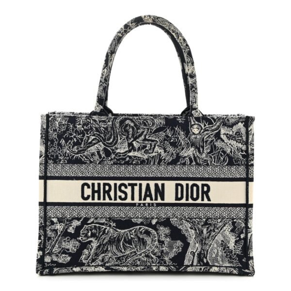 Canvas Embroidered Medium Dioriviera Toile De Jouy Reverse Book Tote Blue