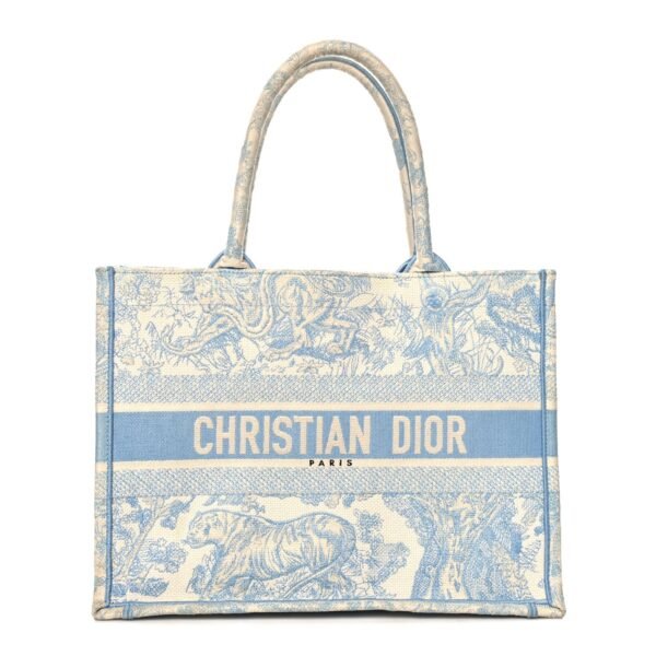 Canvas Embroidered Medium Dioriviera Toile De Jouy Book Tote Light Blue