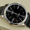 Rolex Cellini Time 39mm – Ref: 50509-0006 – Black Index & Roman Numeral Dial, Domed & Fluted Double Bezel, 18K White Gold & Black Leather Strap Watch