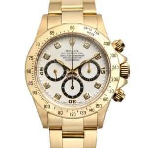 Rolex Cosmograph Daytona 40mm – Ref: 16528 – White Diamond Dial, 18K Yellow Gold Oyster Bracelet Men’s Watch