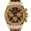 Rolex Cosmograph Daytona “Leopard” 40mm – Ref: 116598 – Leopard Diamond Dial & Orange Sapphire Bezel, 18K Yellow Gold & Leopard Print Leather Strap Watch