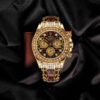 Rolex Cosmograph Daytona “Leopard” 40mm – Ref: 116598 – Leopard Diamond Dial & Orange Sapphire Bezel, 18K Yellow Gold & Leopard Print Leather Strap Watch