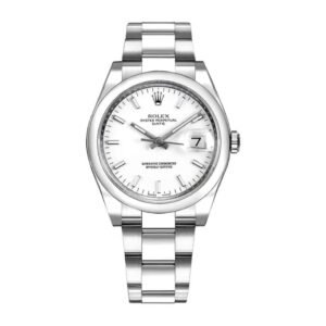 Rolex Date 34mm – Ref: 115200-0008 – White Index Dial, Stainless Steel Oyster Bracelet Watch